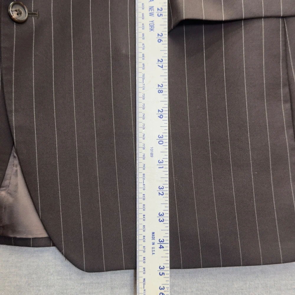Ralph Lauren Brown Wool‎ Pinstripe Blazer Suit Jacket Classic Fit Sz 48L Read